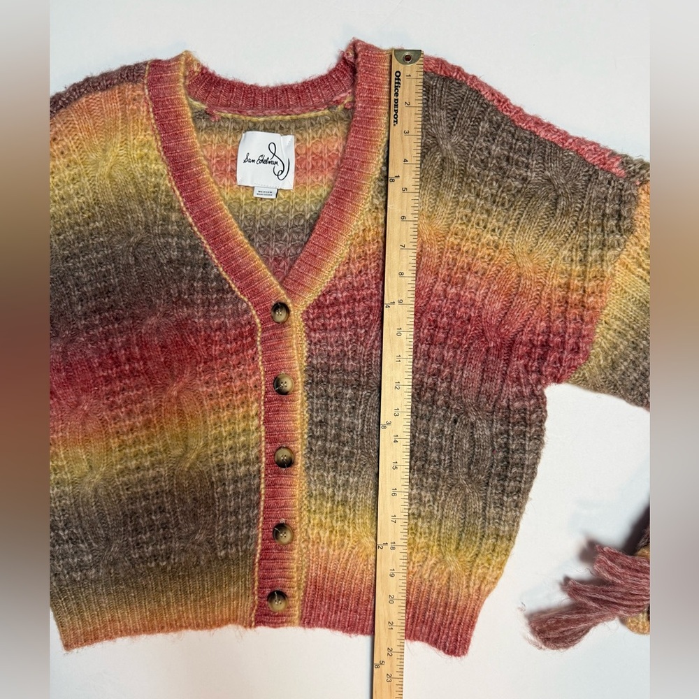 Sam Edelman Vibrant Fringe Cardigan Sweater bell sleeve wool size M - Picture 10 of 16